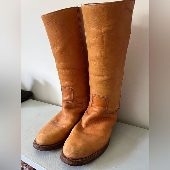 Vintage FRYE Black Label Tall Distressed Leather BootsSize 9.5